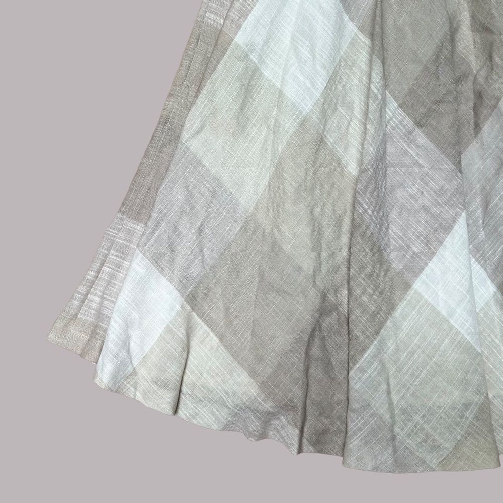 Vintage Liz Claiborne Cream Linen A-Line Full Skirt // 90s lined tan beige - Picture 2 of 7